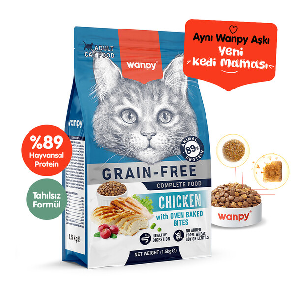 WANPY - WANPY TAHILSIZ TAVUKLU YETİŞKİN KEDİ MAMASI 1,5 KG 