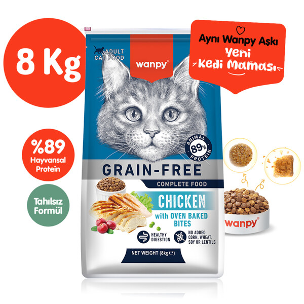 WANPY - WANPY TAHILSIZ TAVUKLU YETİŞKİN KEDİ MAMASI 8 KG