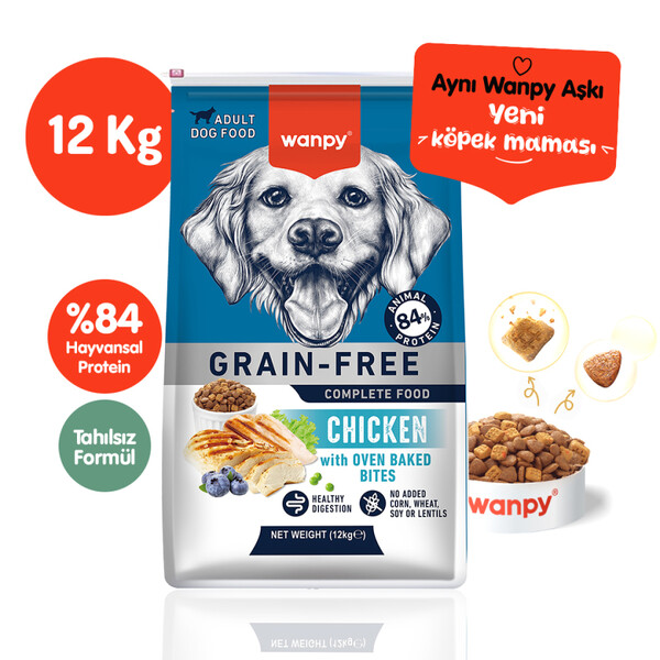WANPY - WANPY TAHILSIZ TAVUKLU YETİŞKİN KÖPEK MAMASI 12 KG