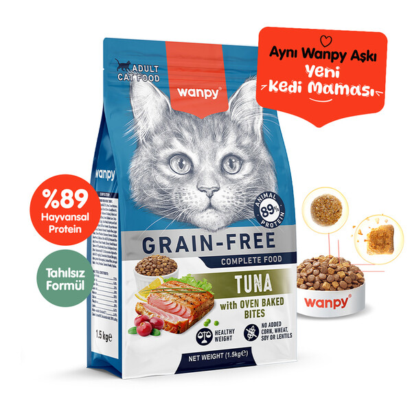 WANPY - WANPY TAHILSIZ TON BALIKLI YETİŞKİN KEDİ MAMASI 1,5 KG