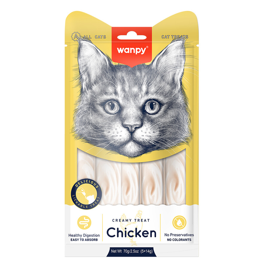 WANPY - WANPY TAVUK 12'Lİ KREMA KEDİ ÖDÜLÜ 5X14GR RA-049