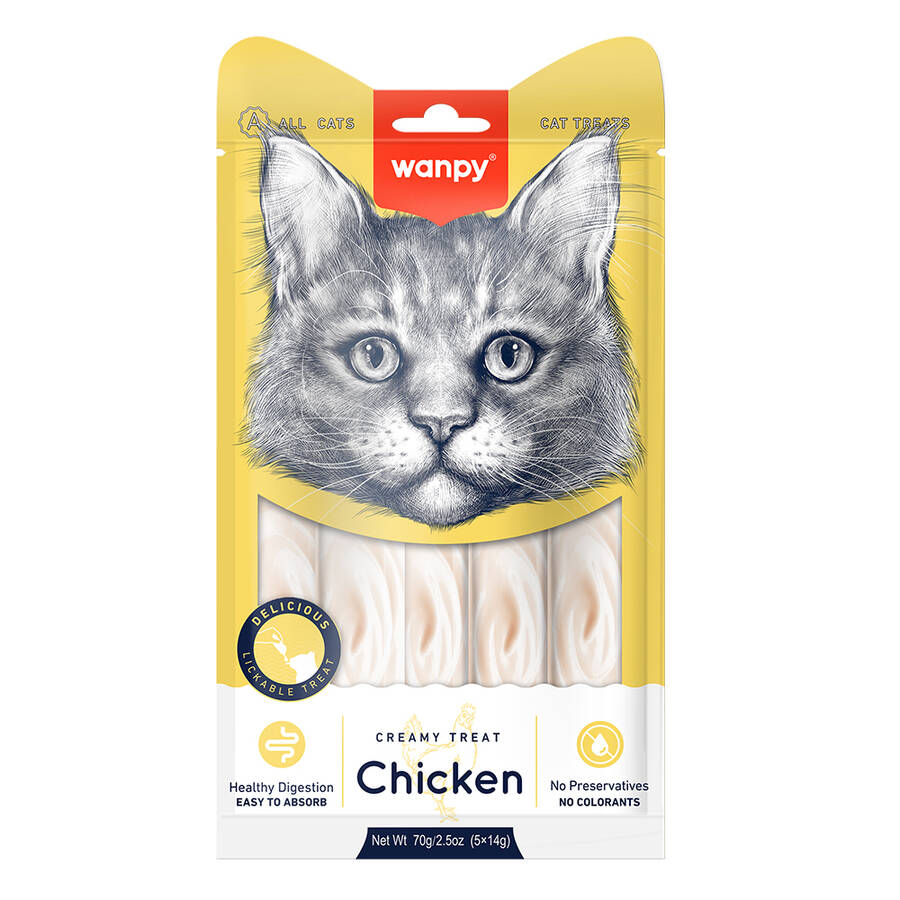 WANPY TAVUK 12'Lİ KREMA KEDİ ÖDÜLÜ 5X14GR RA-049