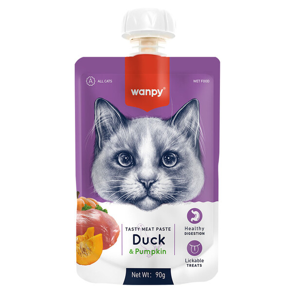 WANPY - WANPY TAZE ÖRDEKLİ&BAL KABAKLI 10'LU KEDİ ET EZMESİ 90 GR