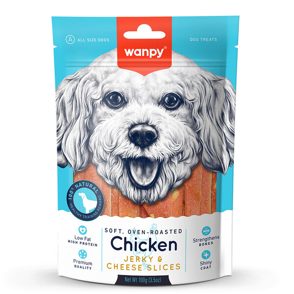WANPY - WANPY YUMUŞAK TAVUK&PEYNİR DİLİMLERİ 100 GR KÖPEK ÖDÜLÜ