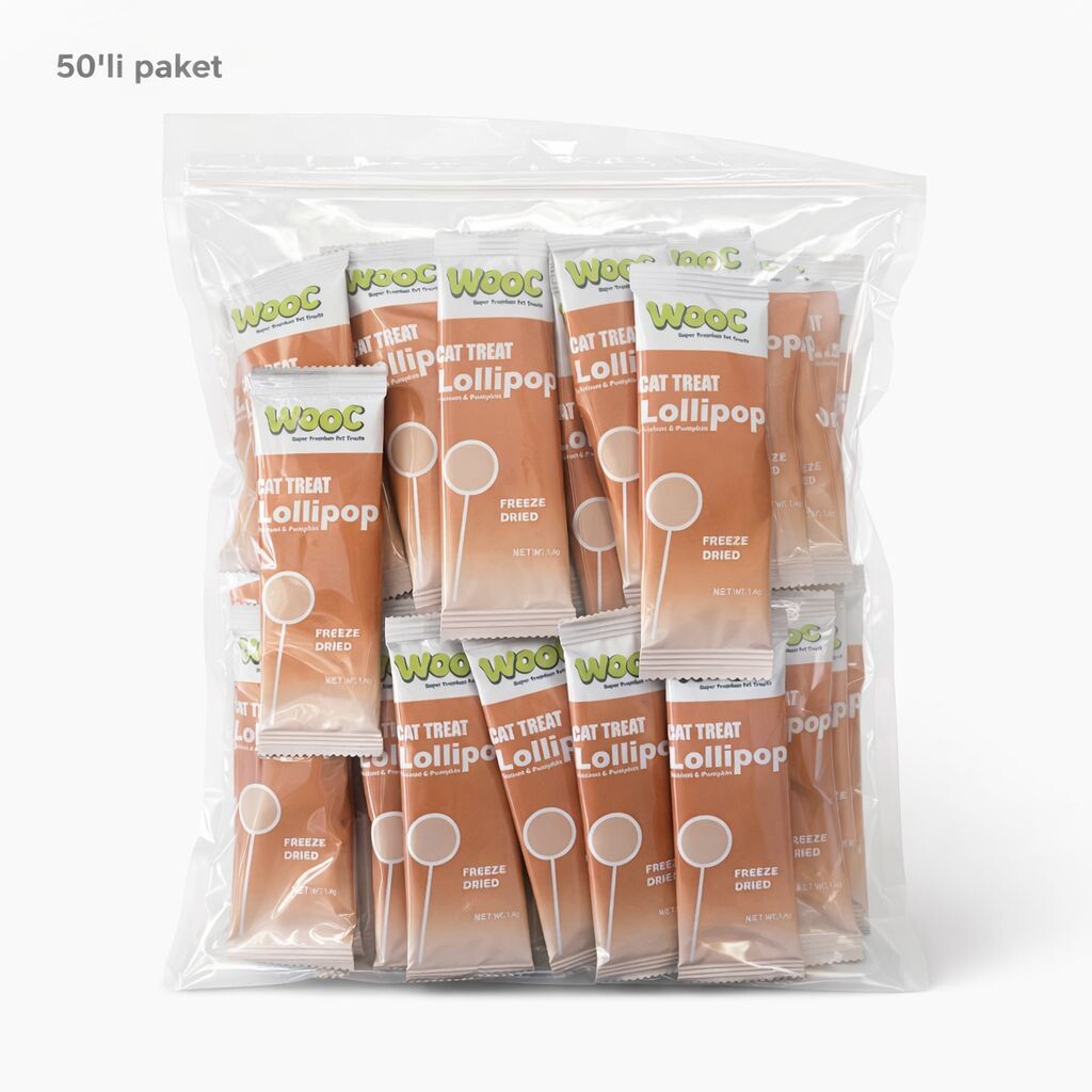  - WOOC TAVUK&BALKABAKLI KEDİ LOLİPOP 50'Lİ KUTU