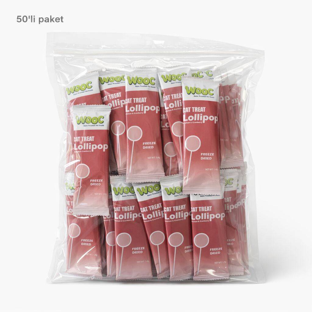 WOOC TAVUK&KIZILCIKLI KEDİ LOLİPOP 50'Lİ KUTU