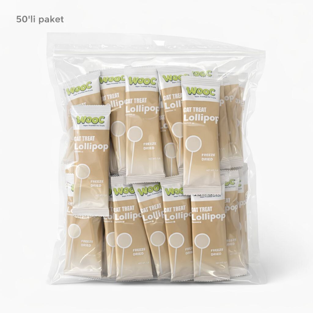  - WOOC TAVUKLU KEDİ LOLİPOP 50'Lİ KUTU
