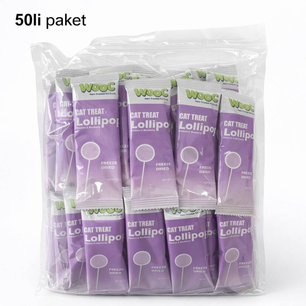 WOOC TAVUK&YABAN MERSİNLİ KEDİ LOLİPOP 50'Lİ KUTU