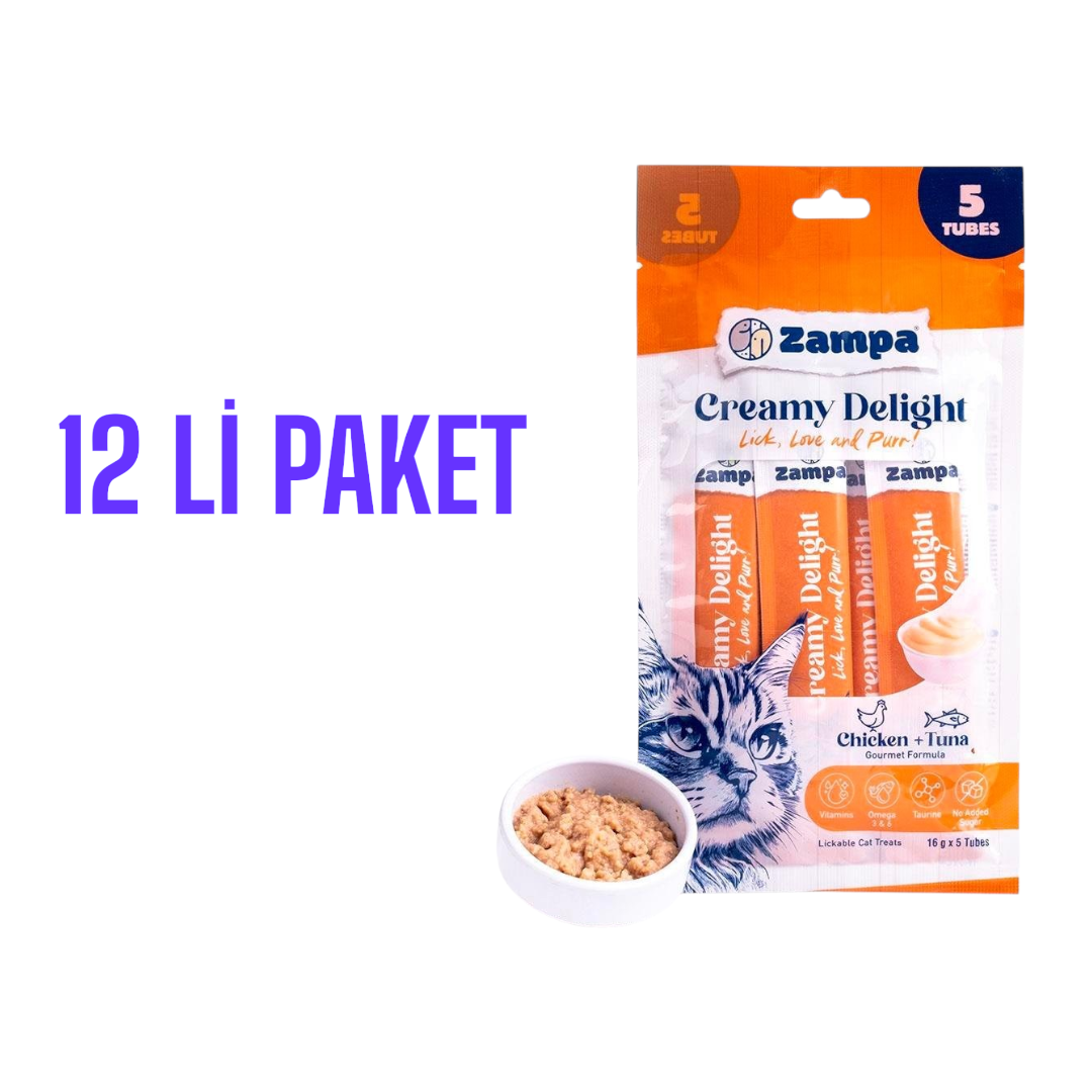 ZAMPA CREAMY DELİGHT CHICKEN&TUNA 80GRX12AD