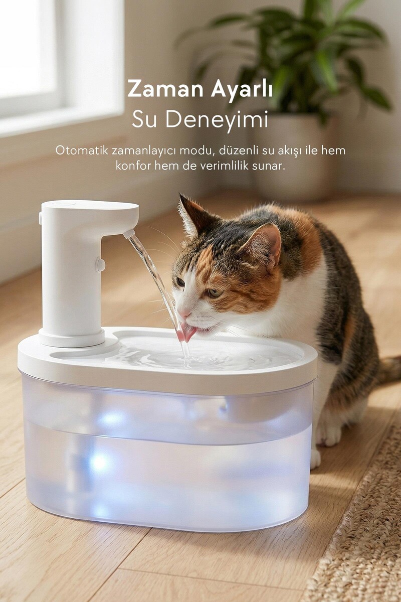 ZAMPA OVAL PET OTOMATİK SU PINARI BATARYALI BEYAZ - Thumbnail