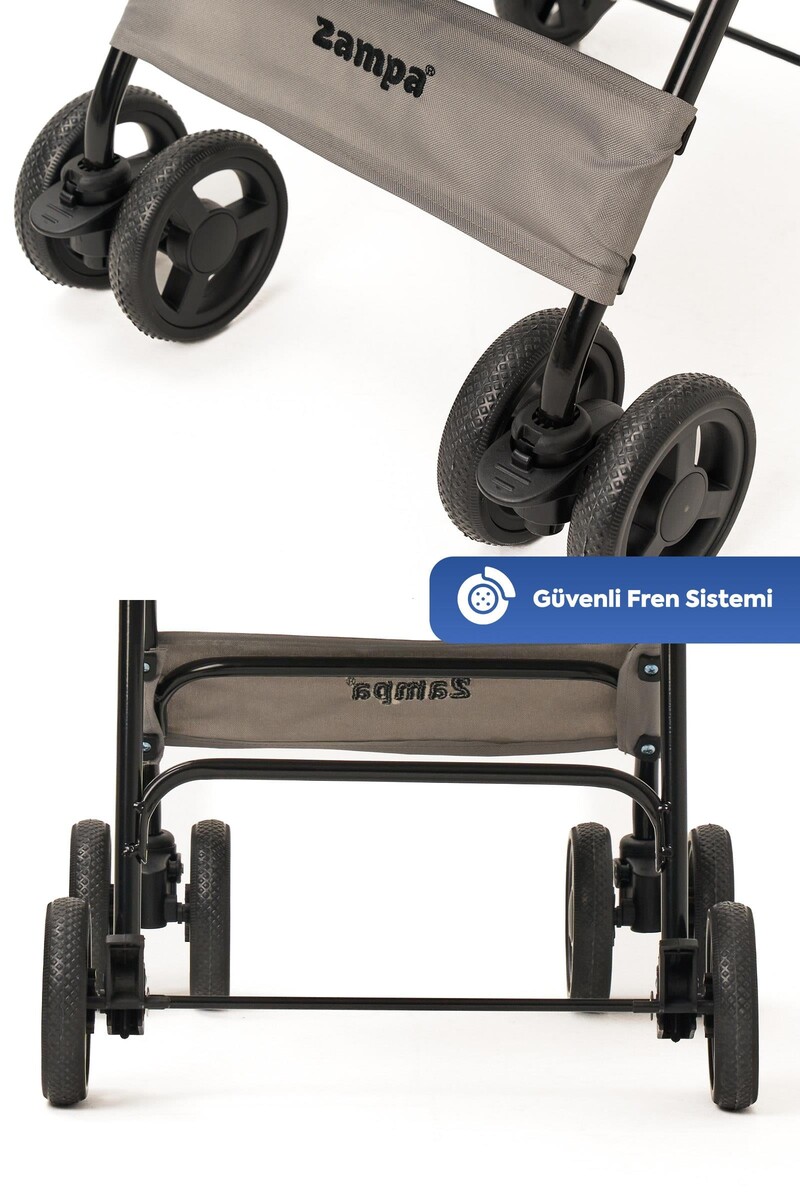 ZAMPA PEREZ KEDİ & KÖPEK ARABASI GRİ 42X63X89CM - Thumbnail
