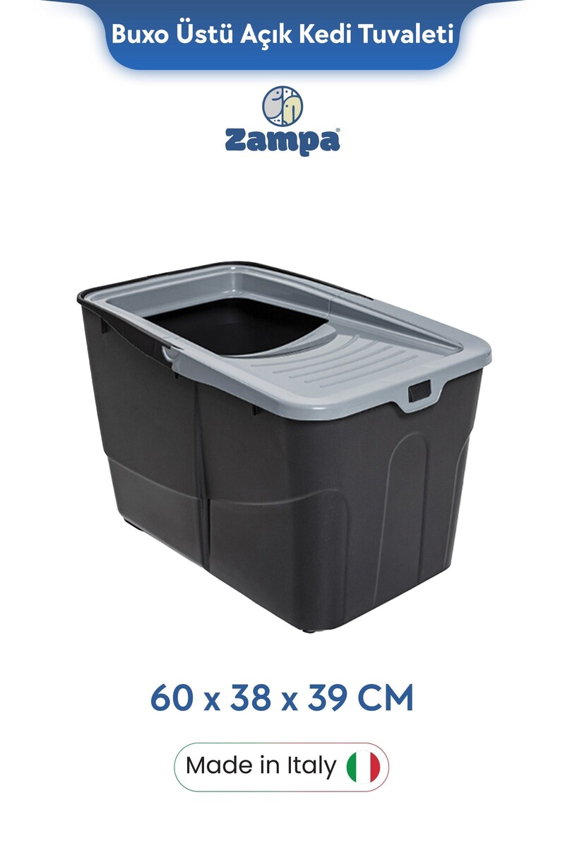  - ZAMPA PLUS BUXO ÜSTÜ AÇIK, KAPALI KEDİ TUVALETİ 60X38X39 CM