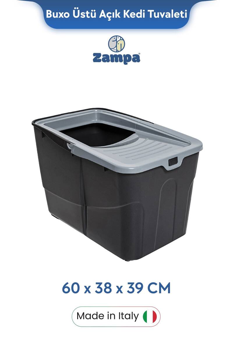 ZAMPA PLUS BUXO ÜSTÜ AÇIK, KAPALI KEDİ TUVALETİ 60X38X39 CM