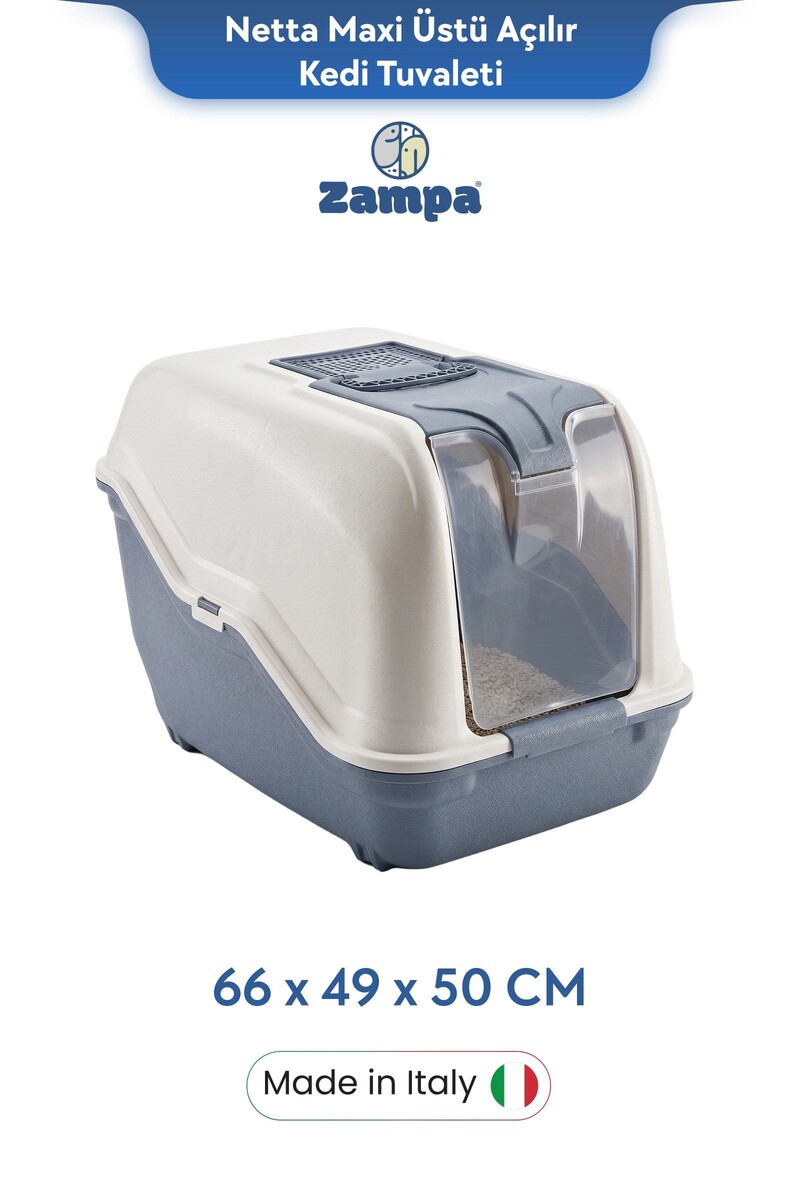  - ZAMPA PLUS NETTA MAXİ ÜSTÜ AÇILIR KEDİ TUVALETİ 66X49X50 CM