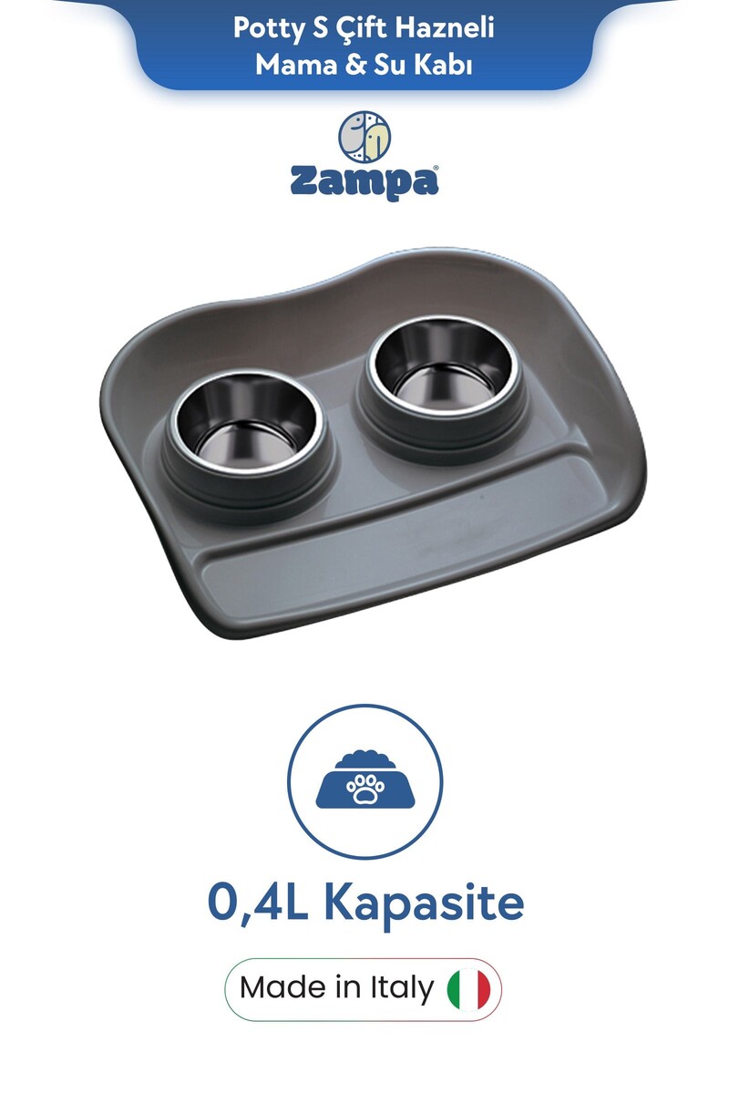 - ZAMPA PLUS POTTY S ÇİFT HAZNELİ MAMA&SU KABI 0,4 L