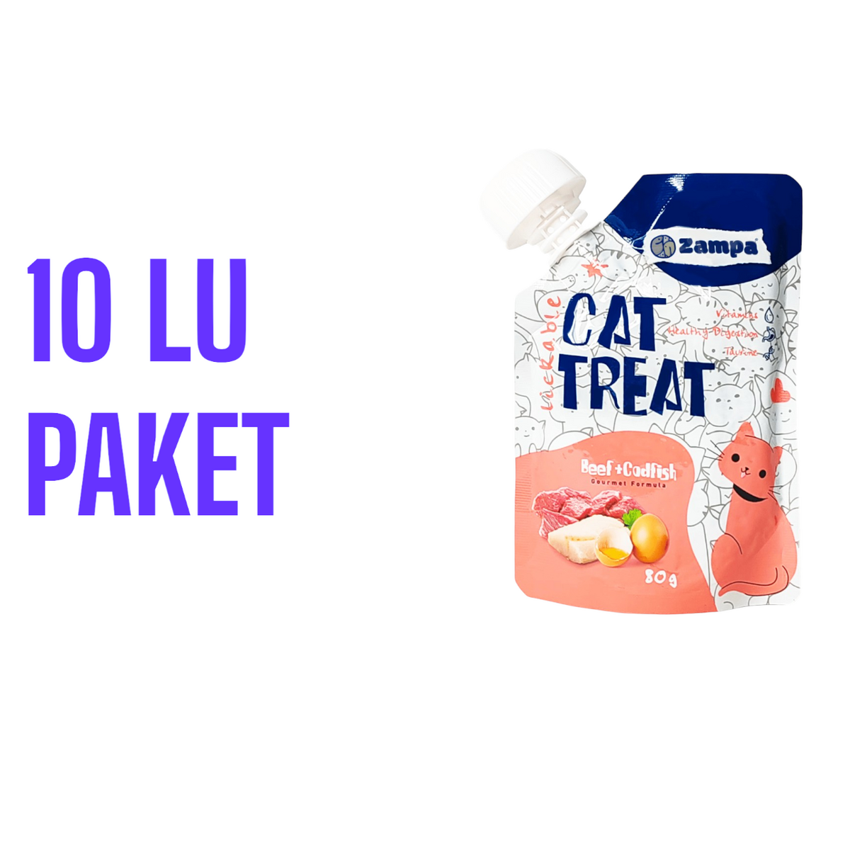  - ZAMPA PUDİNG KEDİ ÖDÜLÜ BEEF&COLDFİSH 80GRX10AD