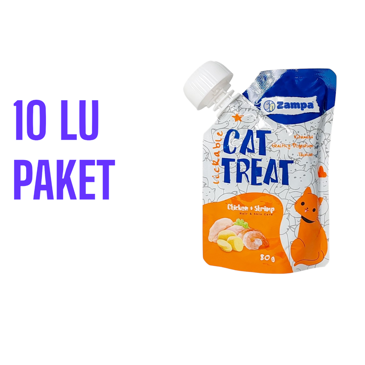 ZAMPA PUDİNG KEDİ ÖDÜLÜ CHICKEN&SHRIMP 80GRX10AD