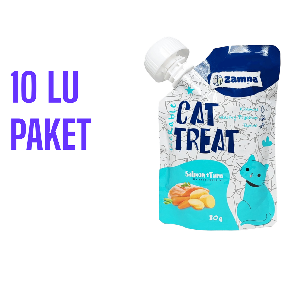  - ZAMPA PUDİNG KEDİ ÖDÜLÜ SALMON&TUNA 80GRX10AD