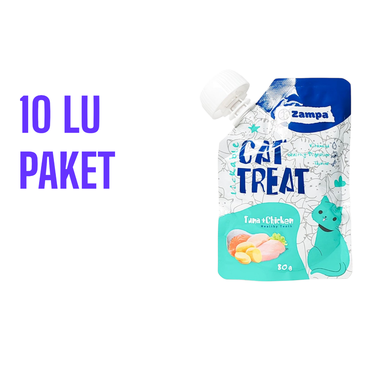 ZAMPA PUDİNG KEDİ ÖDÜLÜ TUNA&CHICKEN 80GRX10AD
