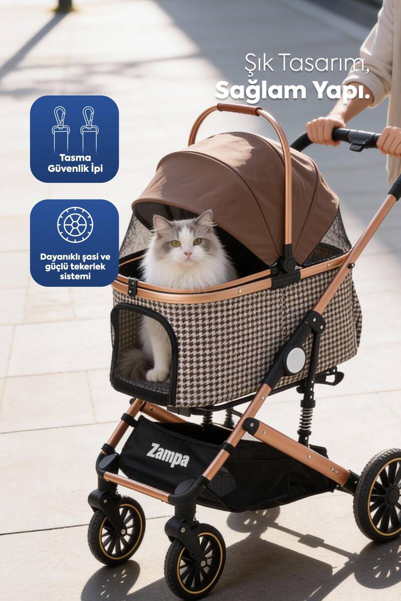 ZAMPA VECTOR KEDİ&KÖPEK ARABASI,KAHVERENGİ,35X87X101CM